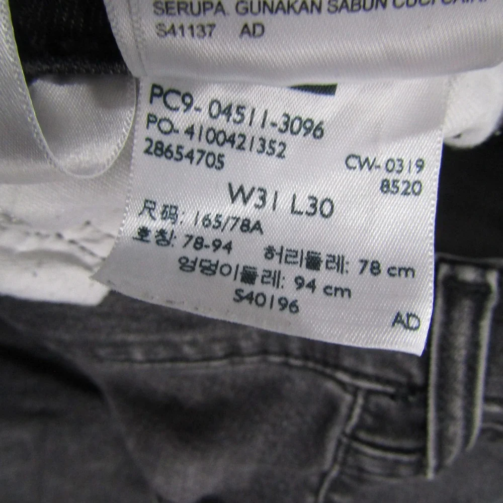 Levi 511 Slim Jeans Mens 31x30 Black Faded Stretch Denim 04511-3096